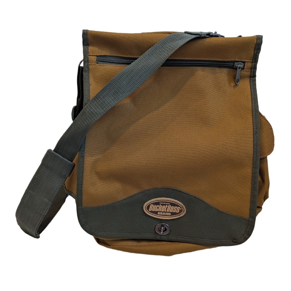 Bucket Boss Contractors Briefcase Messenger Bag Olive Green/Camel Brown
